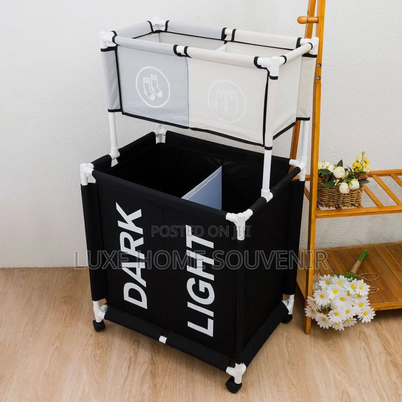 Dark and Light Lundry Storage