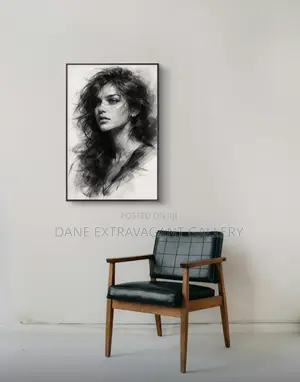 Ethereal Woman – Charcoal Portrait in Frame With Acrylic Glass