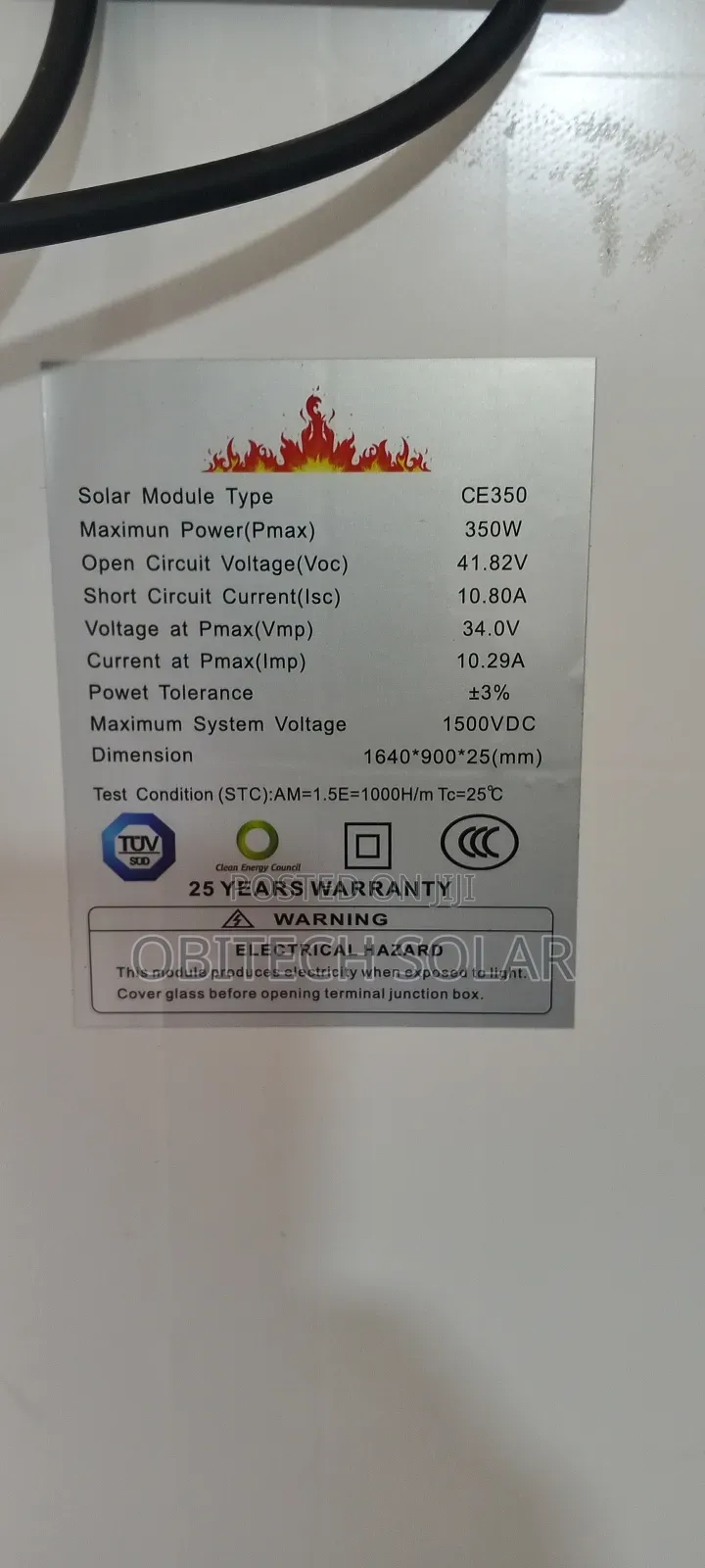 350watts 60cell Maximum Power Panel