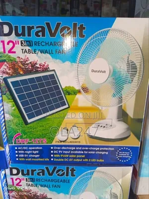 Duravolt 12" 3-in-1 Rechargeable Table/Wall Fan (Model: DRF-12ts)