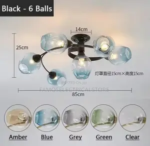 Ceiling Mounted Blue Globe Chandelier