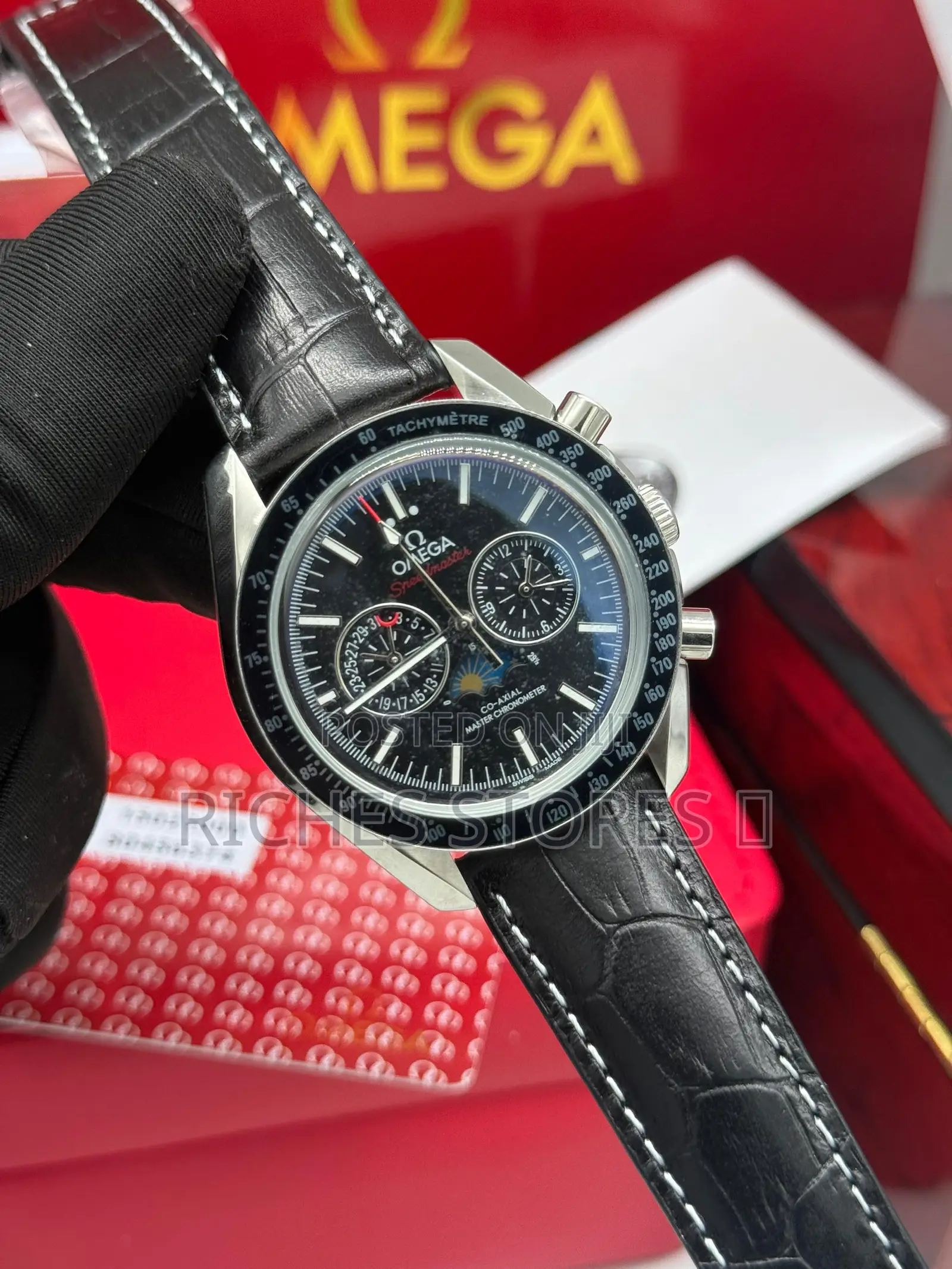 Omega Leather Chronograph Watch