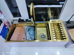 * Luxury Gold Multifunction Kitchen Sink (100×46cm) – Complete Set*