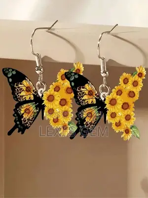 2d Acrylic Sunflower Butterfly Earrings With Iris Flower Hooks Gift,