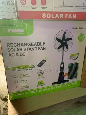 I Win Rechargeable Solar Standing Fan, With Solar Panel