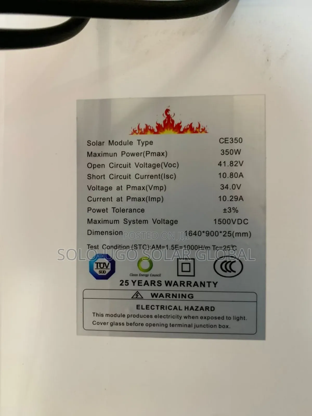 350 Maximum Power Mono Solar Panals