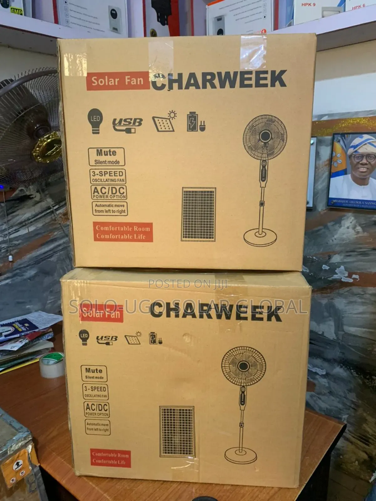 Charweek Solar Rechargeable Fan
