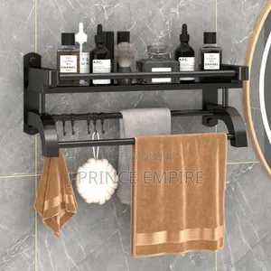 Multipurpose Steel Bathroom/ Kitchen Shelf With Towel Bar - 1 Step
