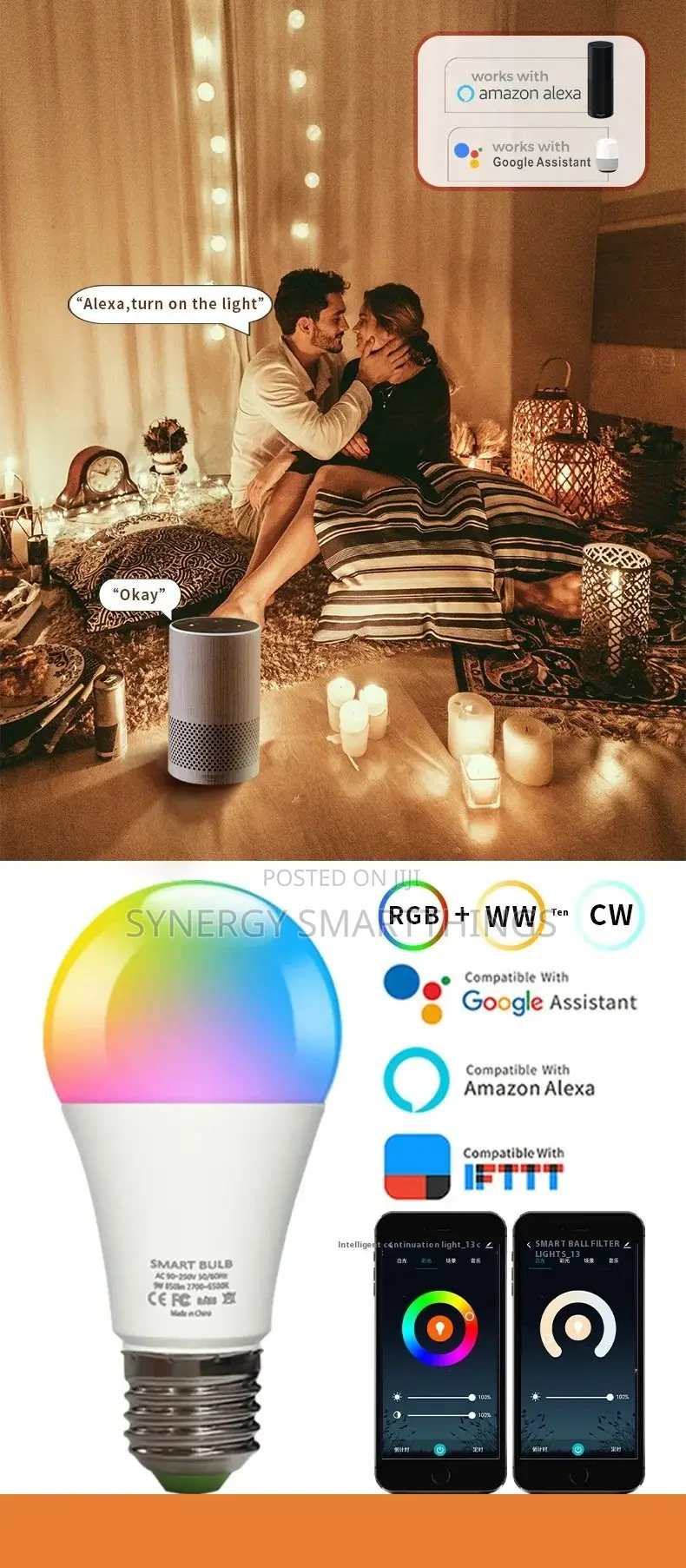 Smart Zigbee RGB Light Bulb With Voice Control Over a Million Light