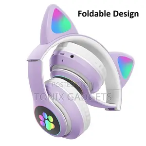 Wireless Cat Headset With RGB Light (Purple)