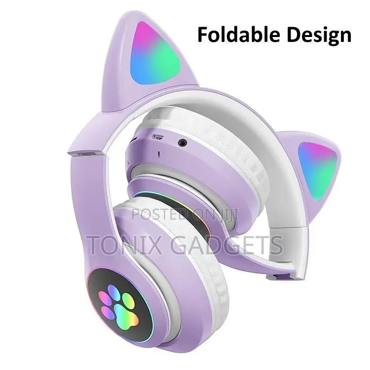 Wireless Cat Headset With RGB Light (Purple)