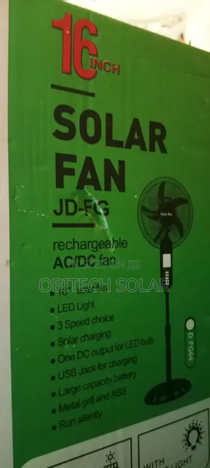 16inch Solar Fan Rechargeable Ac/Dc