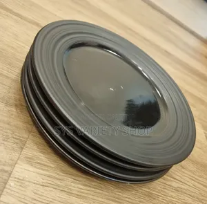 Set of 4 Black Okyama Side Plates 21cm