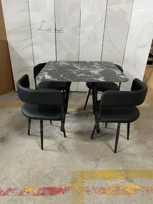 Compact Luxury Dining Set – Marble Top Square Table