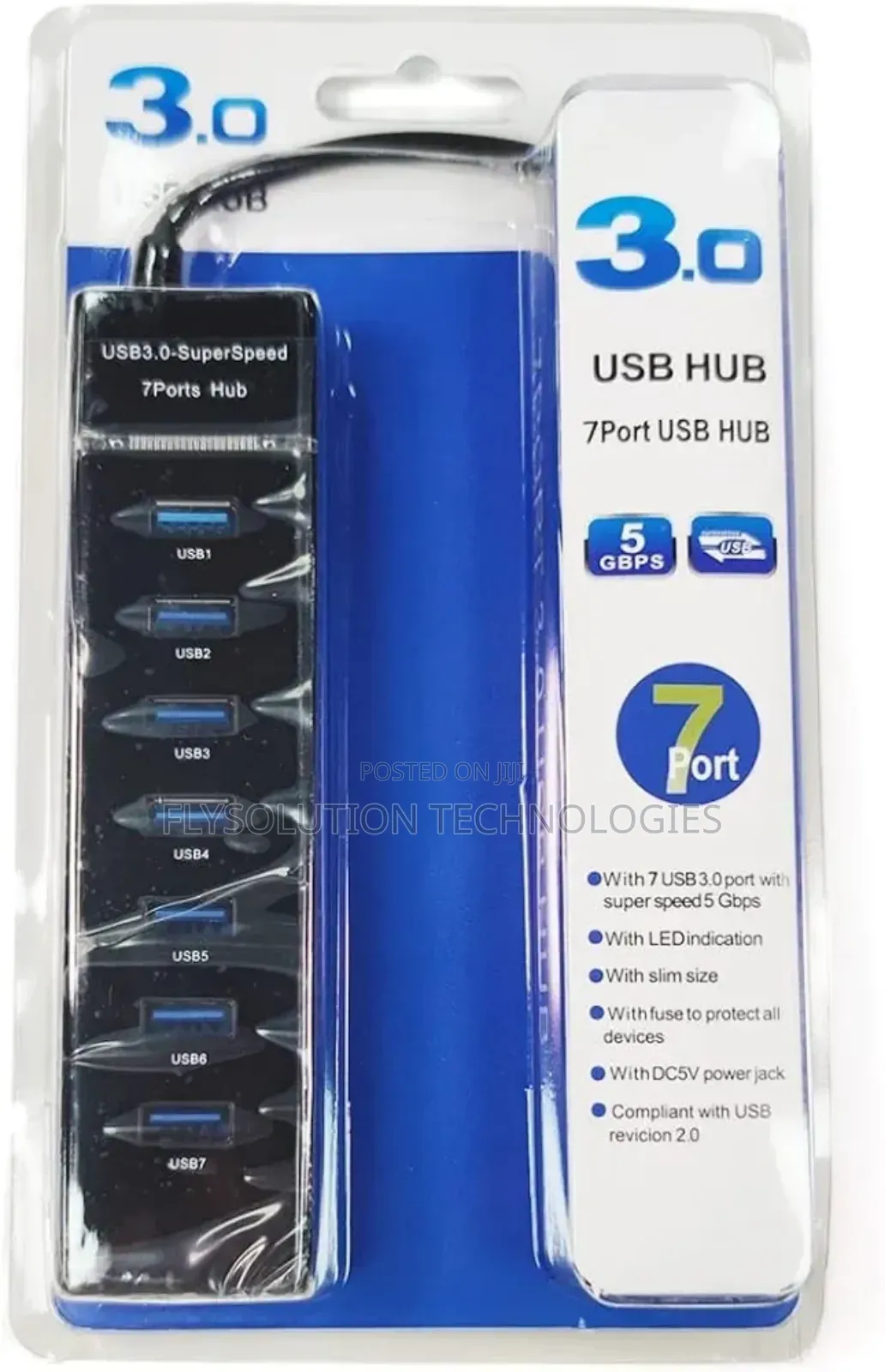 7-Ports Usb 3.0 High-Speed Hub | Superspeed Data Splitter for Laptop