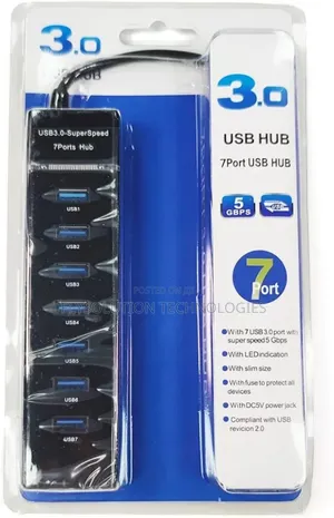 7-Ports Usb 3.0 High-Speed Hub | Superspeed Data Splitter for Laptop