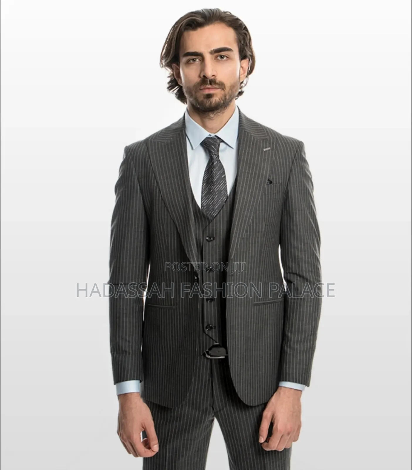 Men Stripe 3 Piece Suit Size 50