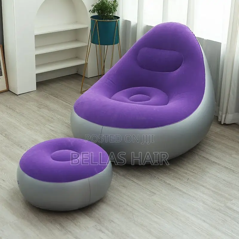 Plain Inflatable Sofa With Footrest