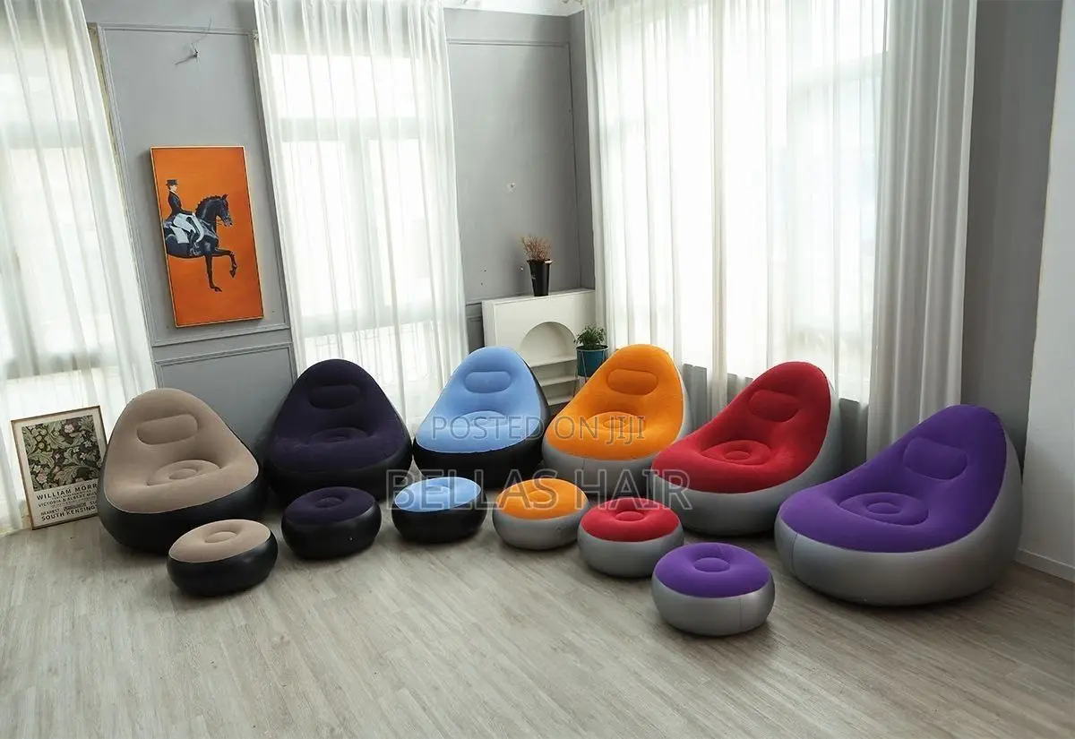 Plain Inflatable Sofa With Footrest
