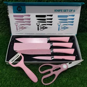 6pcs Multicolor Non Stick Kitchen Knives,Scissor Peeler Knife Set