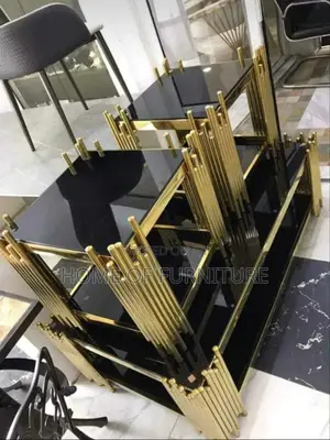 Glass Center Table With Side Stools – Modern Living Room Set