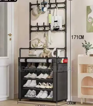 5layer 60cm Floor and Hat Shoe Rack With Rolling Cover