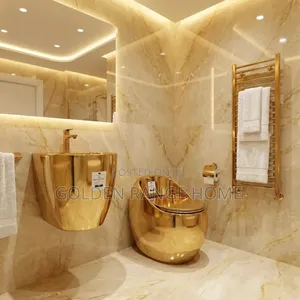 Rockford Luxury Gold Watercloset With Suspended Basin