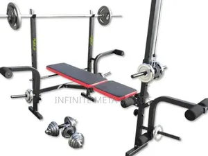Weight Bench Press and Lat Pulldown With 50kg Dumbbell Set