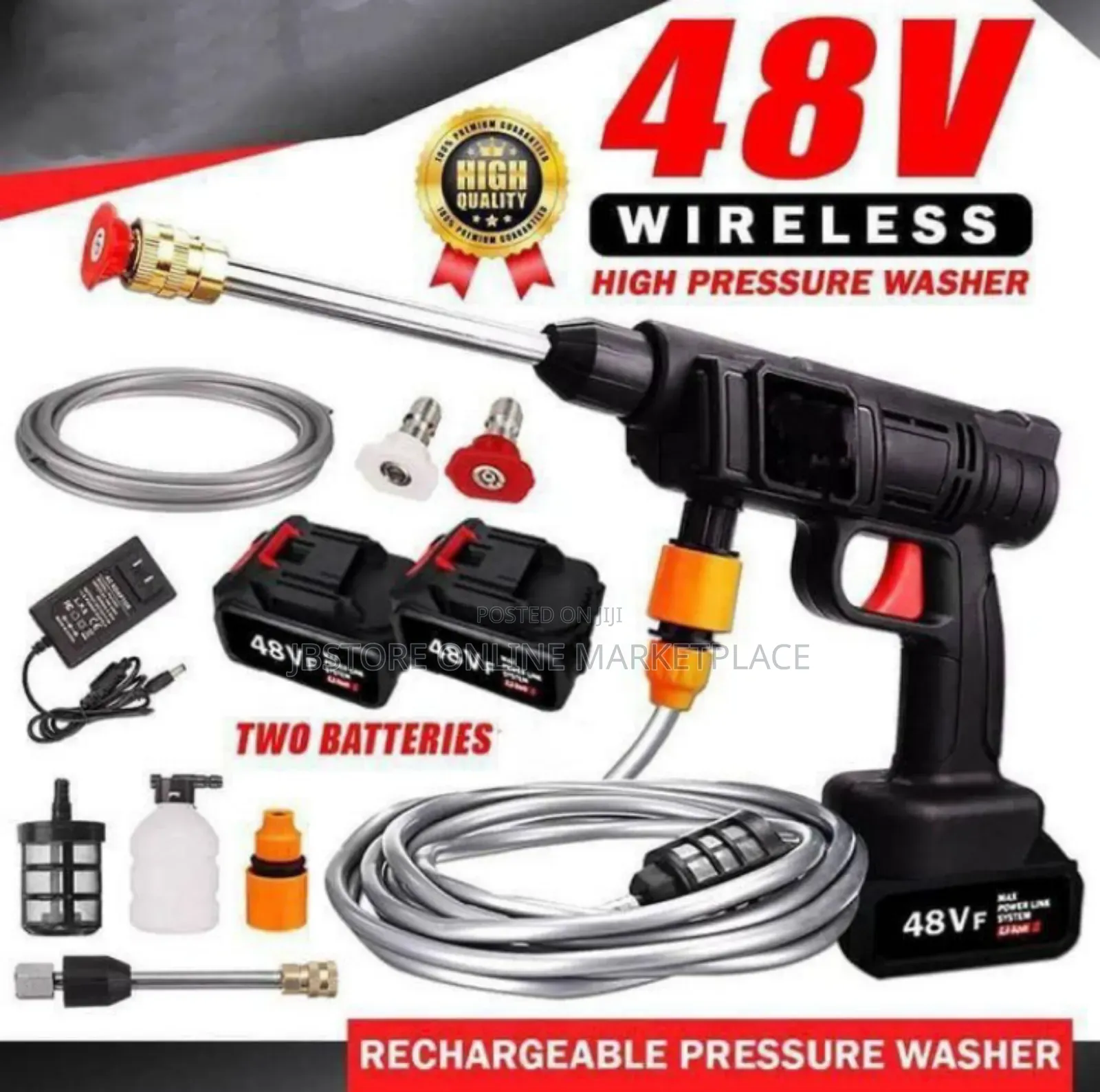 48v Wireless High Pressure Washer With 2 Extra Batteries
