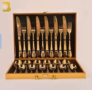 Stainless Steel Cutlery Set-24 Pieces in Golden Box