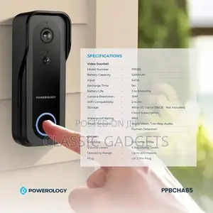 Powerology Smart Doorbell 3mp Camera - Black