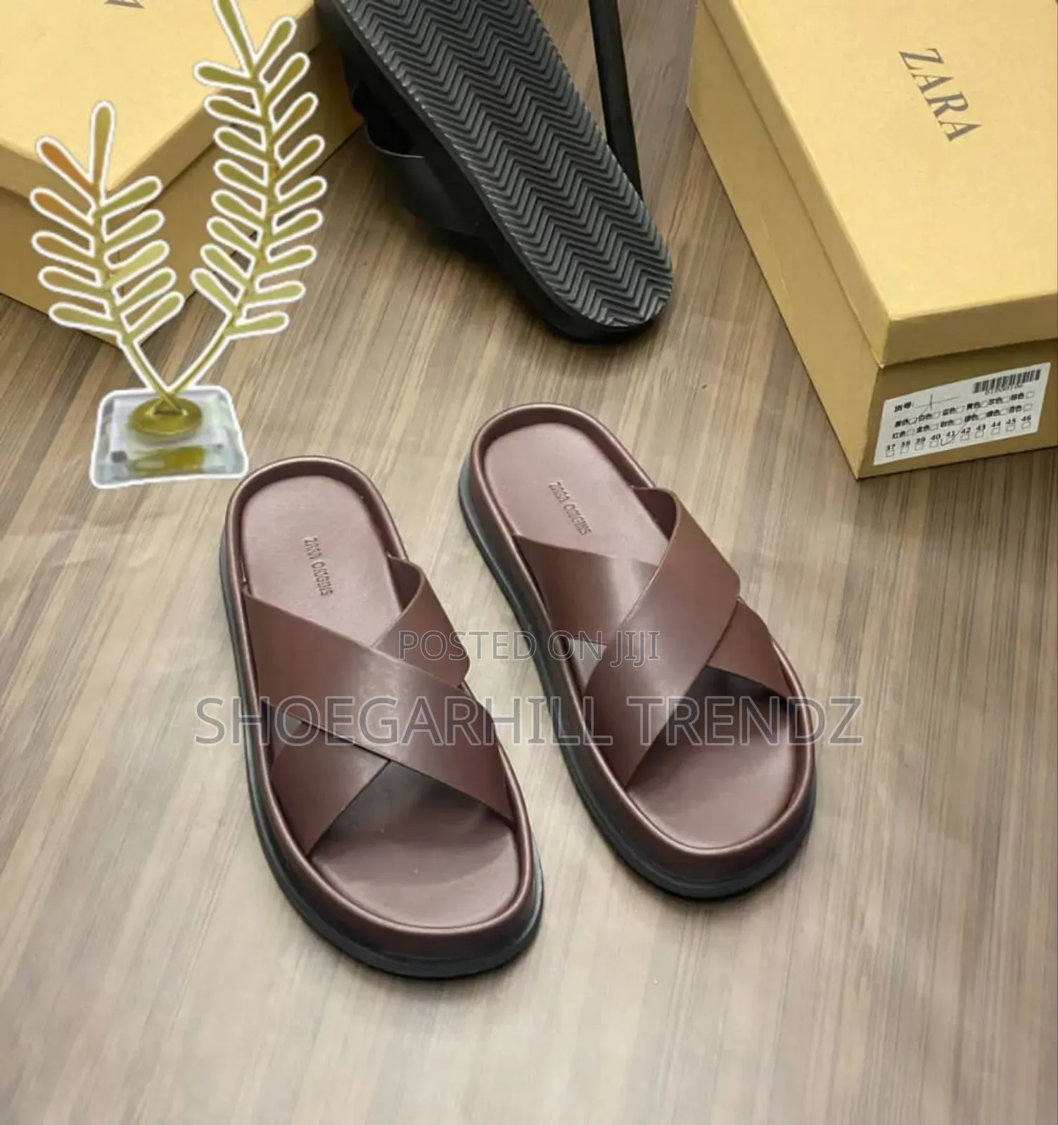 Zara Mens Classy Leather Palm Slippers