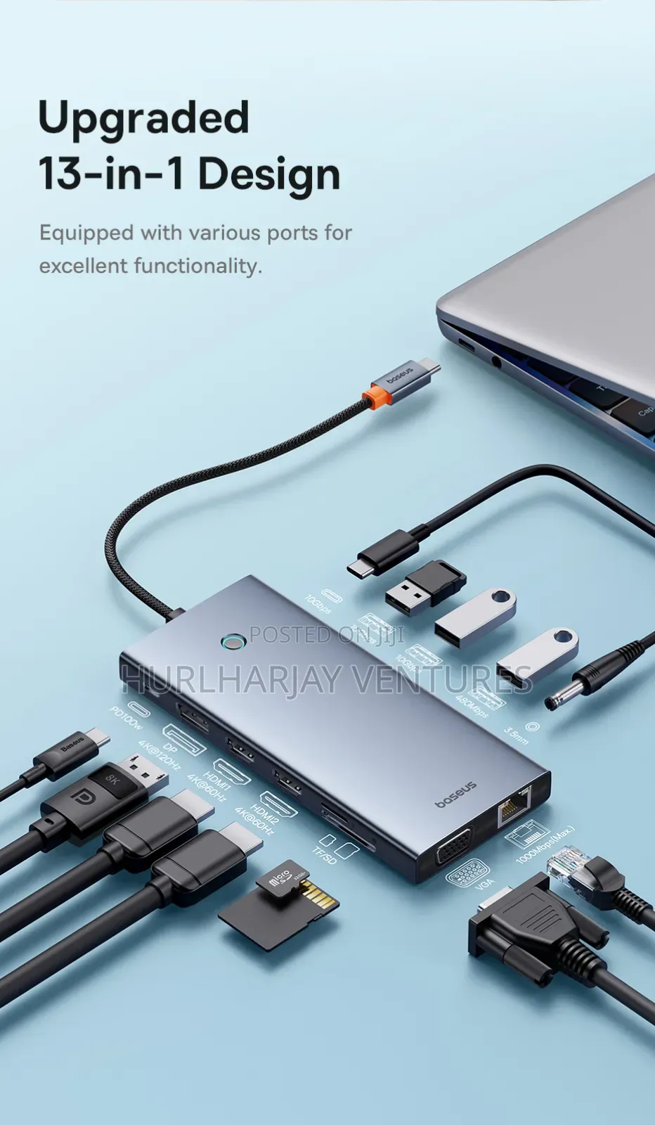 Baseus 13-in-1 Usbc Hub With 4 Display Ports