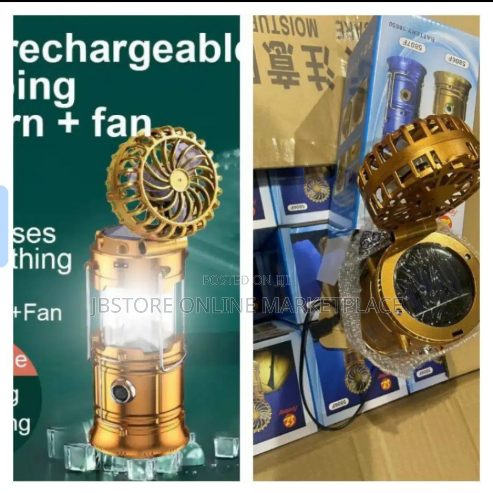 Portable Solar Rechargeable Fan and Lamp Lantern