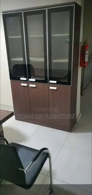 3 Door Wooden Bookshelf With Storage Cabinets –Office Home Bookcase