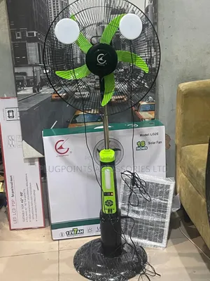 18 " Linguang Rechargeable Fan With Solar Panel and 2 Bulb