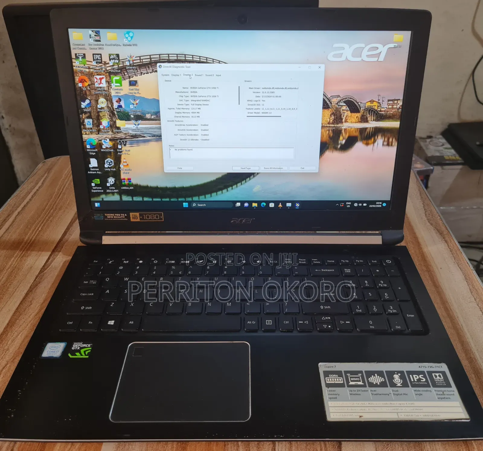 Laptop Acer Aspire 7 16GB Intel Core i7 SSD 256GB