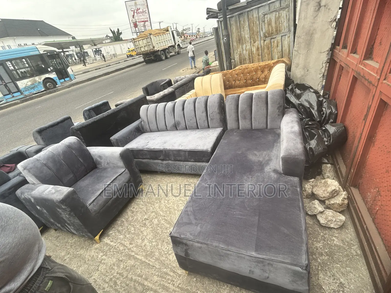 A Standard Soft Grey Parlor Couch