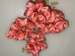 Peach Satin Scrunchies. Soft Elegant