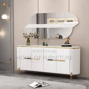 Large Wall Mirror Console Set – Wooden Base With Decorative Mirror