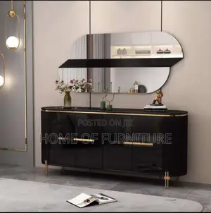 Large Wall Mirror Console Set – Wooden Base With Decorative Mirror