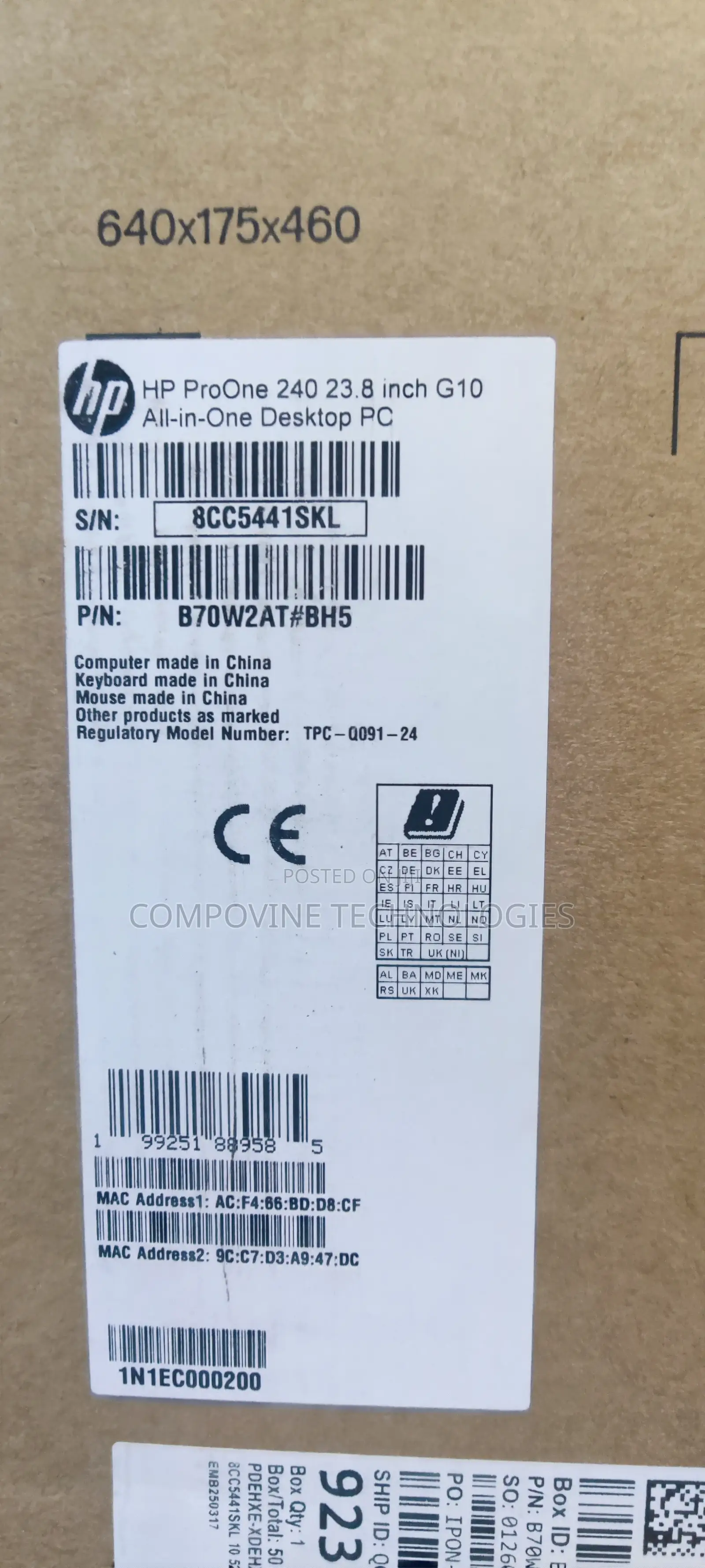 New HP ProOne 240 G10 All-in-One 8GB Intel Core i3 SSD 512GB