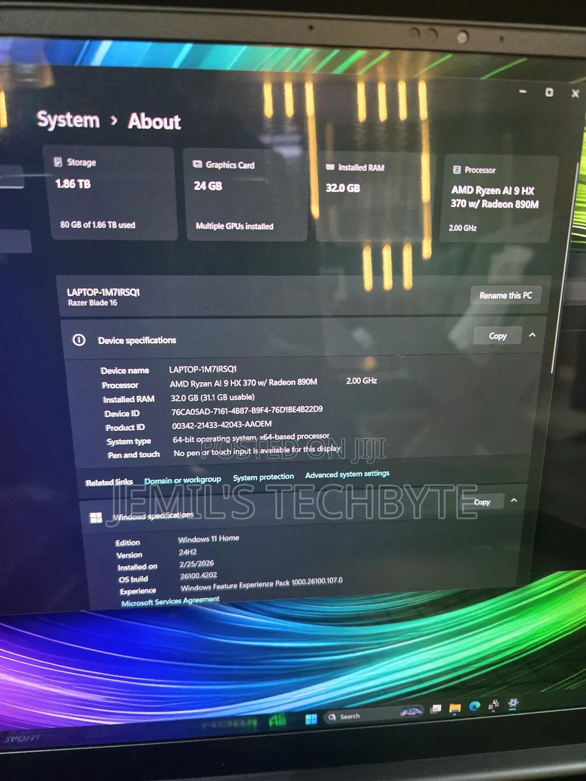 Laptop Razer Blade Pro 32GB AMD Ryzen 9 SSD 2T