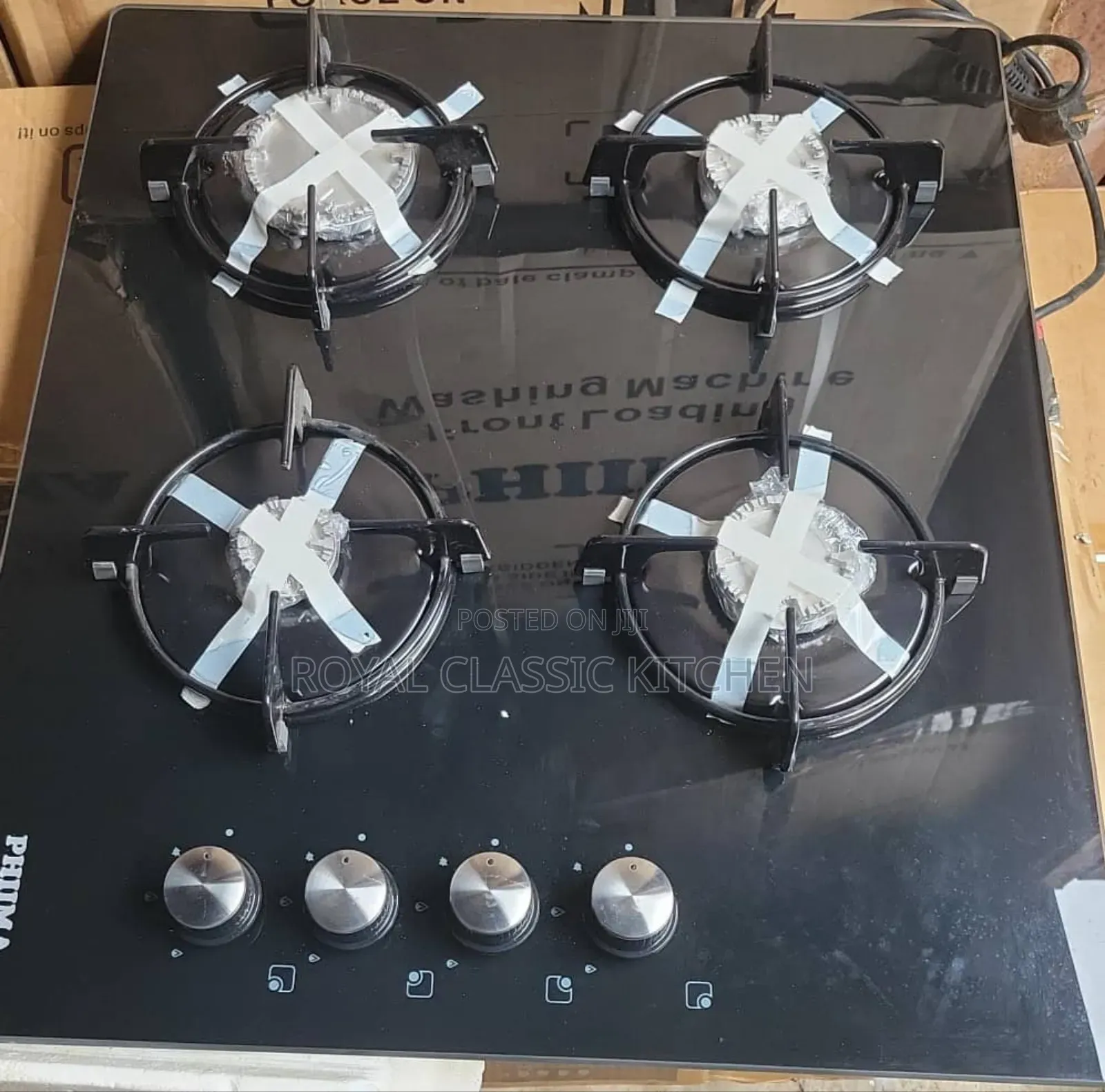 60cm 4 Burner Glass