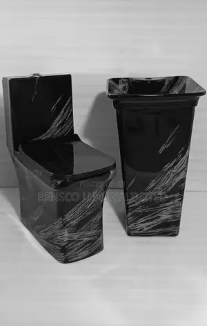 Premium Black Marble Finish Toilet Basin Set