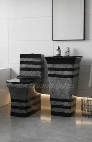 High-End Marble Style Toilet Basin Set – Elegant Bathroom Design