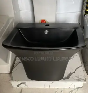 Premium Matte Black Ceramic Bathroom Wash Hand Basin – Wall Hung
