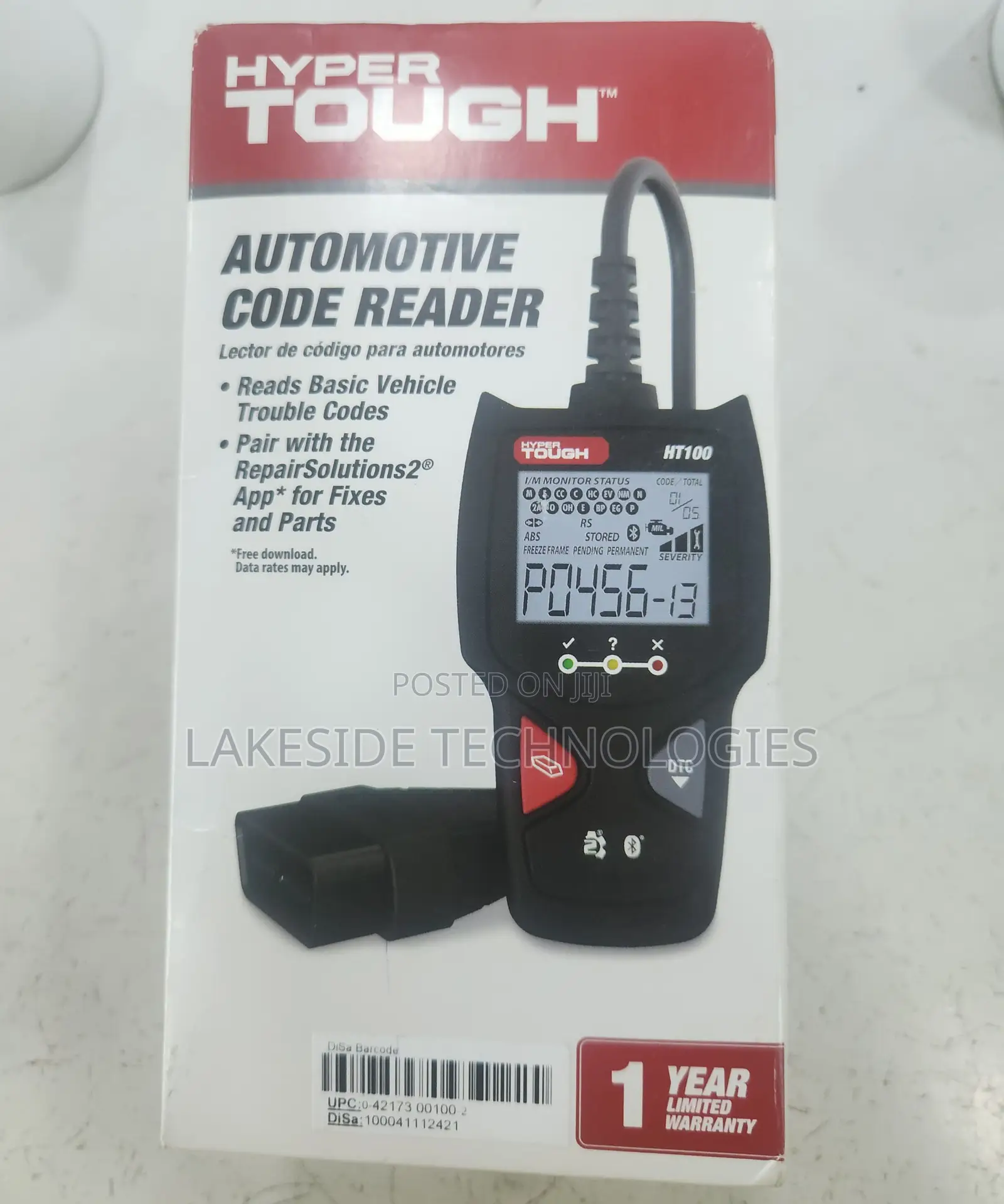 Hyper Tough Ht100 Code Reader, 1996 Newer Obd2 Vehicles, Free Fix