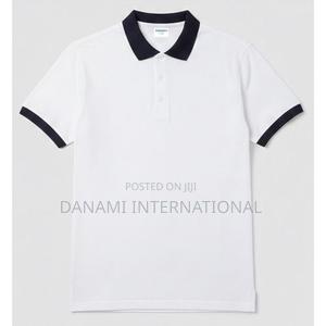 Danami White Polo With Navy Blue Collar Neck