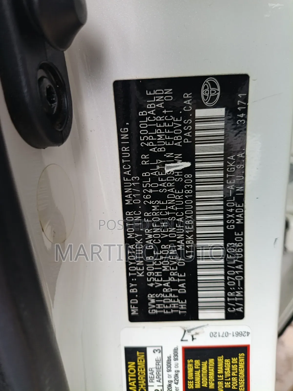Toyota Avalon 2013 White